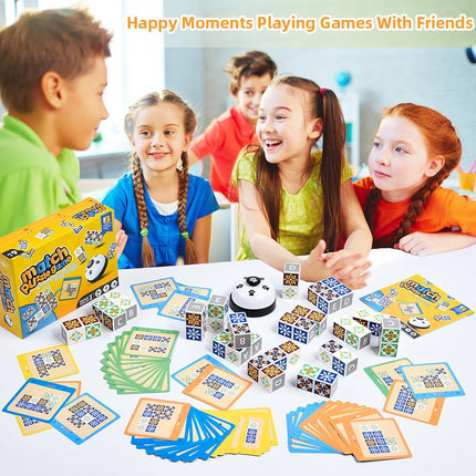 Wooden Matching Puzzle Game Pattern Block Cubes with Bell Family Board Game