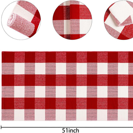 Christmas Entryway Rug – 24"x51" Buffalo Plaid, Machine Washable, Indoor Outdoor