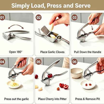Garlic Press Zinc Alloy Heavy Duty Garlic Ginger Mincer Crusher Kitchen Tool