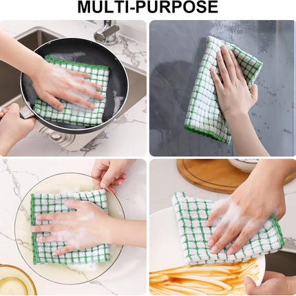 8 Pack Cotton Terry Kitchen Dish Cloths 12x12 Inch Soft Absorbent Rags