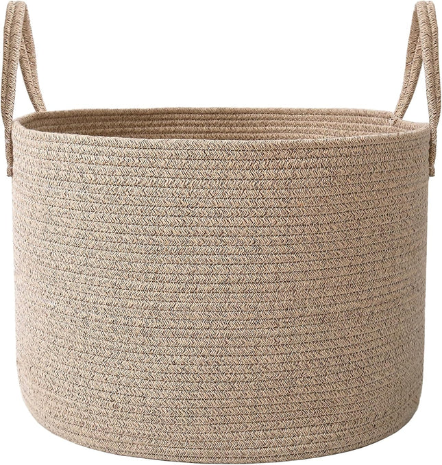 65L Extra Large Blanket Basket – Woven Cotton Rope Hamper for Pillows & Comforters