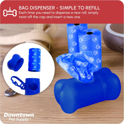 Leak-Proof Dog Waste Bags with Bone Dispenser – 180 Count, Rainbow & Paw Prints