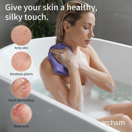 3-Pack Japanese & Korean Exfoliating Washcloths – Body Scrub & Shower