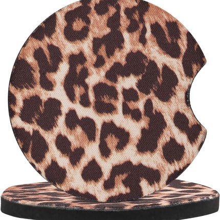 4-Pack Car Cup Coasters – 2.75" Leopard Print, Neoprene, for Cup Holders