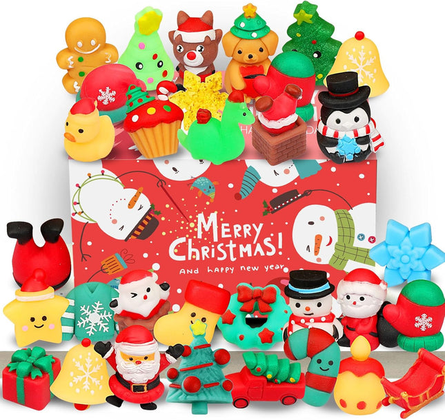 26PCS Christmas Squishy Toys | Mochi Kawaii Fidget Toys for Kids Party Favors