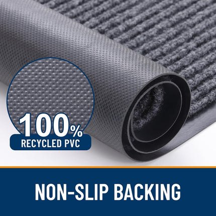 Front Door Mat 29.5x17 – Indoor/Outdoor, Waterproof, Heavy Duty, Grey