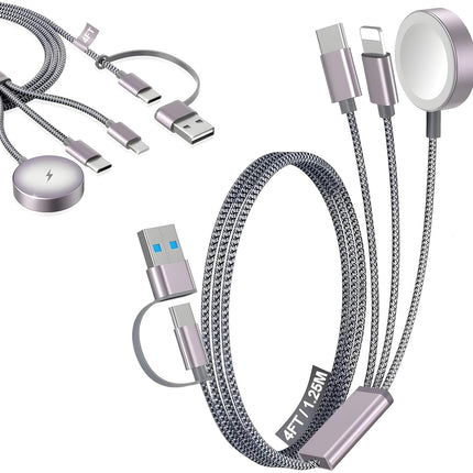 4FT 3-in-1 USB C Charging Cable – for Apple Watch & iPhone 16/15/14, Travel Essential