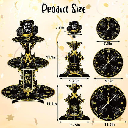 2025 Happy New Year 3-Tier Cupcake Stand Round Cake Stand Party Decor