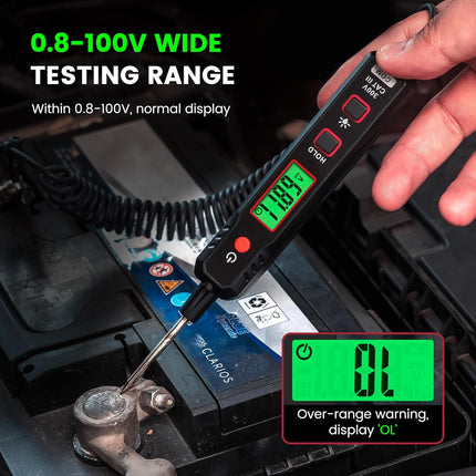 Smart Automotive Test Light – 0.8V-100V, Buzzer Circuit Tester, Flashlight, Sharp Probe