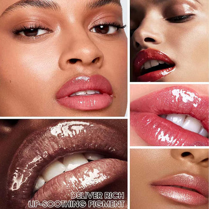 Nude Brown Plumping Lip Gloss 02, Glitter Tinted High-Pigment Moisturizing Lip Gloss