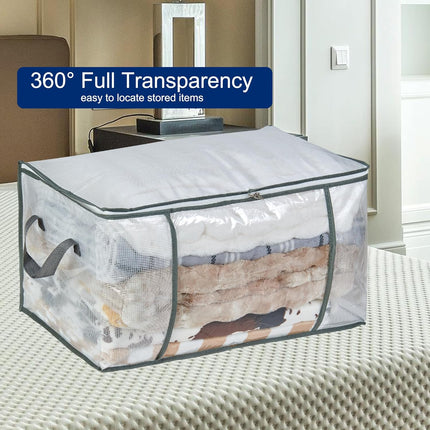3 Pack 80L Clear Storage Bags Clothes Blanket Organizer with Zippers