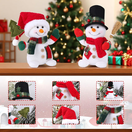 2 Christmas Plush Snowman Tabletop Decorations Snowman Ornaments for Festive Home Decor