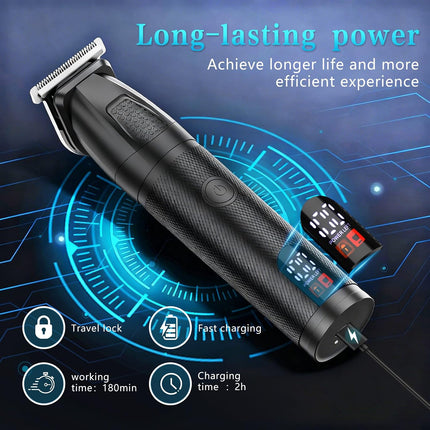 6-in-1 Manscape Body & Beard Trimmer for Men, Waterproof Rechargeable Grooming Kit, Type-C Dock