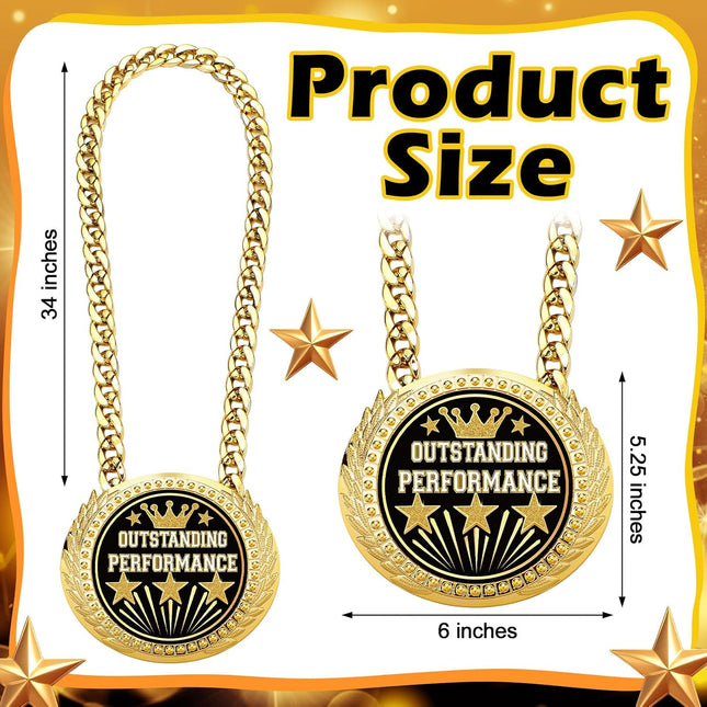 Large 6 Inch Gold Outstanding Performance Medal with Chain, Champion Award Trophy