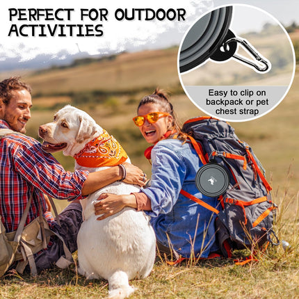 2 Pack Foldable Dog Water Bowls with Carabiners for Outdoor Adventures