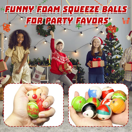 40-Piece Christmas Stress Balls – 16 Styles of Mini Foam Squeeze Balls for Fun Relief