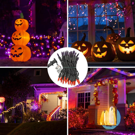 21FT 100-Count Halloween String Lights, Purple Orange Mini Lights, Plug-In Decor