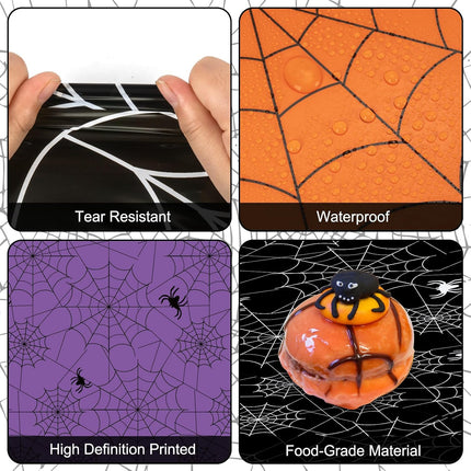 3-Pack Halloween Spider Web Tablecloths, Multicolor Disposable Plastic 108x54in