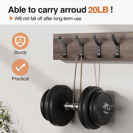 10 Pack Black Stainless Steel Coat Hooks Wall Mounted Hangers 20LB Max