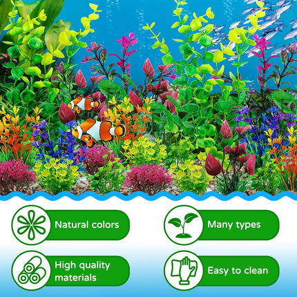 25 Pack Artificial Aquarium Plants Fish Tank Decorations Colorful Plastic Plants Fish Tanks