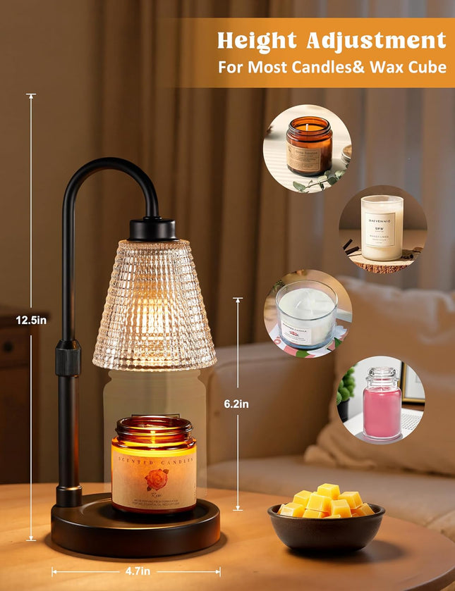 Candle Warmer Lamp with Timer – Dimmable, Adjustable Height for Jar Candles & Wax Melts