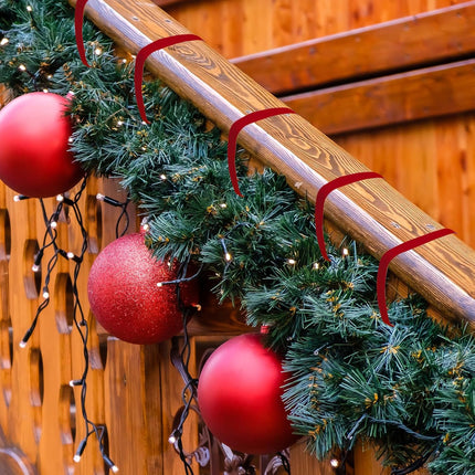 Christmas Wreath & Garland Ties 120Ft – Red Nylon Adjustable Straps