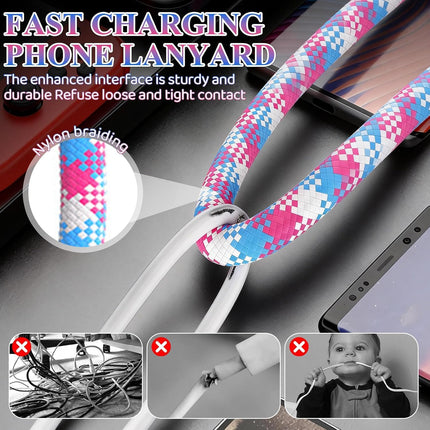 240W USB-C Charging Cable Bracelet, 5A Fast Charging Lanyard for Phones