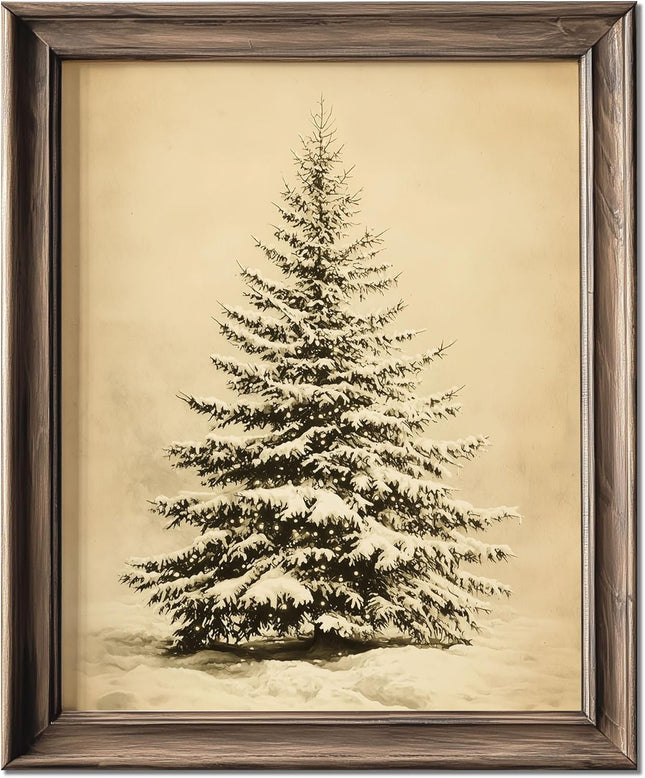 Christmas Tree Wall Decor – Vintage Rustic Holiday Art Print, 8x10 Unframed