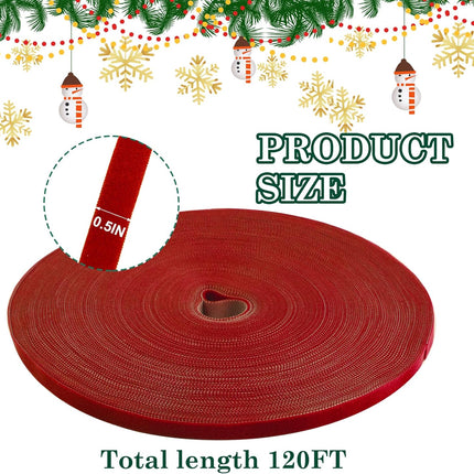 Christmas Wreath & Garland Ties 120Ft – Red Nylon Adjustable Straps