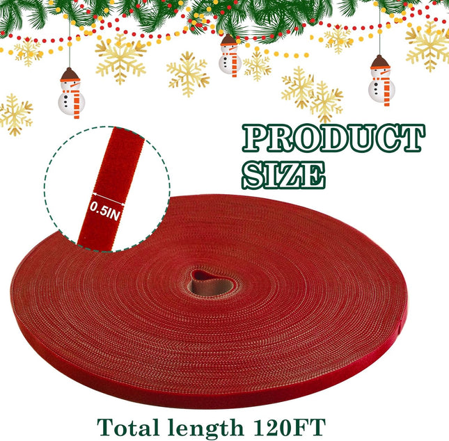 Christmas Wreath & Garland Ties 120Ft – Red Nylon Adjustable Straps