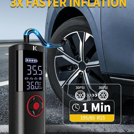 150 PSI Cordless Tire Inflator, Digital Air Compressor with Auto Shutoff & LED Light