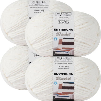 #6 Super Bulky Blanket Yarn, 4 Skeins 10.5oz/300g, Chunky Chenille Yarn, Cream