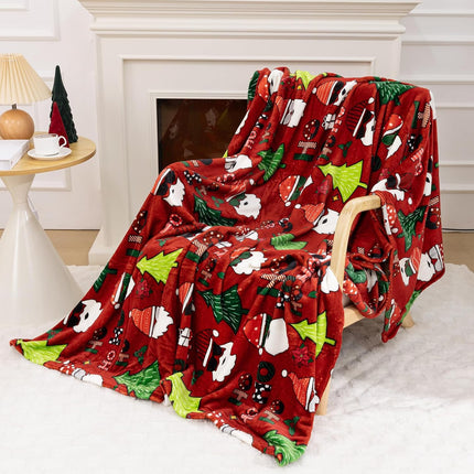 Christmas Throw Blanket – Santa Claus & Tree Printed Soft Fleece 50x60