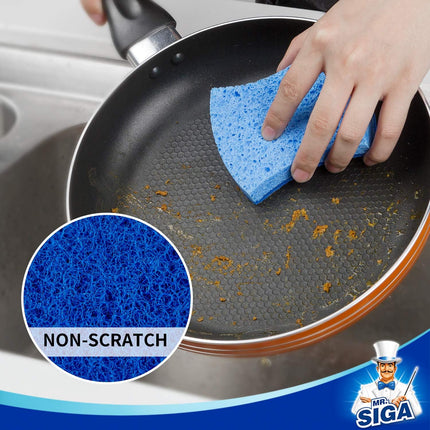 12 Pack Non Scratch Cellulose Scrub Sponges Dual Sided Kitchen Dish Sponge