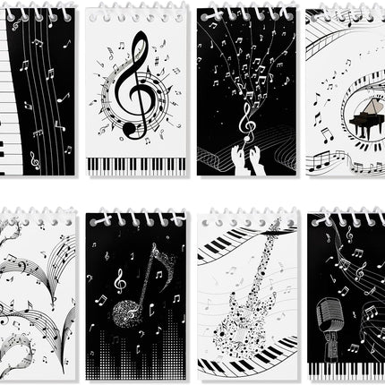 Music Themed Notepads – 8 Mini Spiral Notebooks, Classroom Rewards & Party Favors