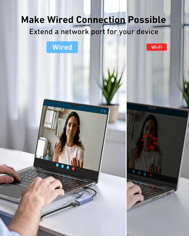 USB 3.0 to Gigabit Ethernet Adapter USB C to RJ45 LAN for MacBook Windows