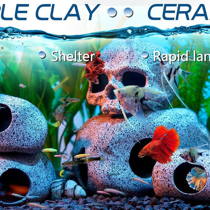 Small Ceramic Aquarium Rock Cave Betta Fish Hideout Shrimp Breeding Tank Decor