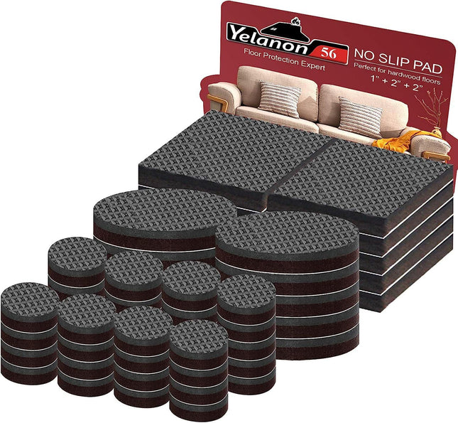 56 PCS Non-Slip Furniture Pads – Self-Adhesive Rubber Feet, Anti-Skid