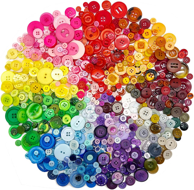 500-700PCS Assorted Resin Buttons – 2 & 4 Hole Round Buttons for Sewing & DIY Crafts