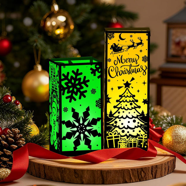6PCS Merry Christmas LED Lantern Table Centerpieces 3 Sizes Holiday Decor