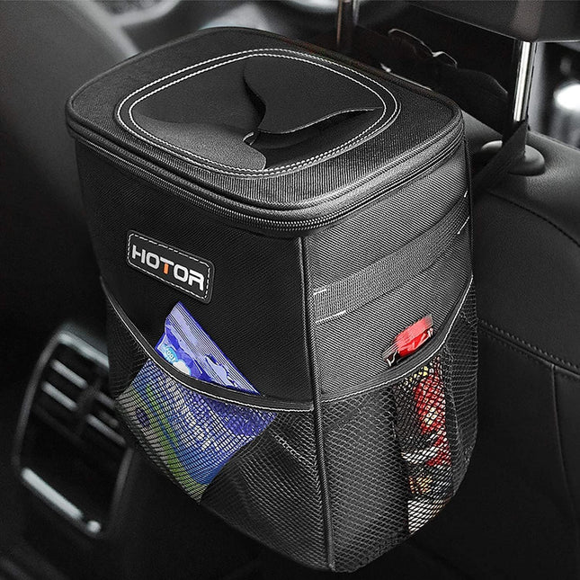 Car Trash Can with Lid – 100% Leak-Proof, Waterproof, 2 Gallons, Black Organizer
