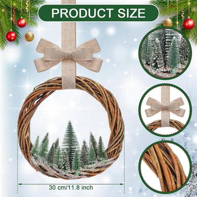 Christmas Bottle Brush Wreath – 11.8" Farmhouse Norfolk Pine Decor