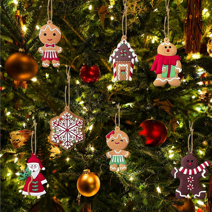 12PCS Christmas Tree Ornaments – Cute Snowman, Santa Claus, Gingerbread & Assorted Decorations