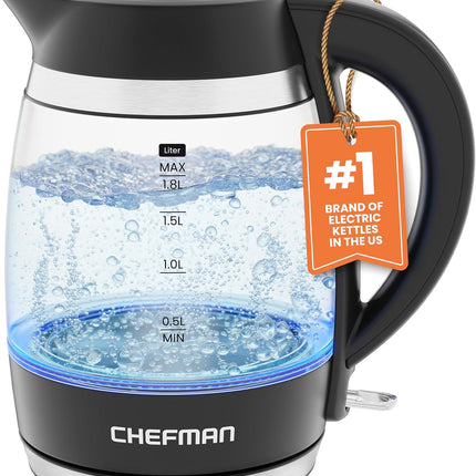 1.8L BPA Free Electric Kettle with Boil-Dry Protection and Glass Body