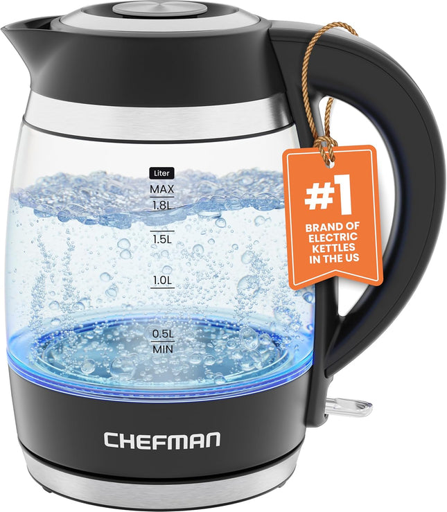 1.8L BPA Free Electric Kettle with Boil-Dry Protection and Glass Body