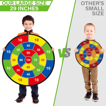 Large Double-Sided Dart Board for Kids with Sticky Balls & Darts, Ages 3–12