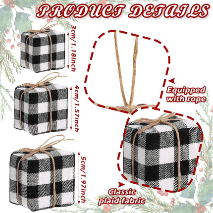24PCS Miniature Christmas Presents – Buffalo Plaid Tiny Box Ornaments for Tree Crafts