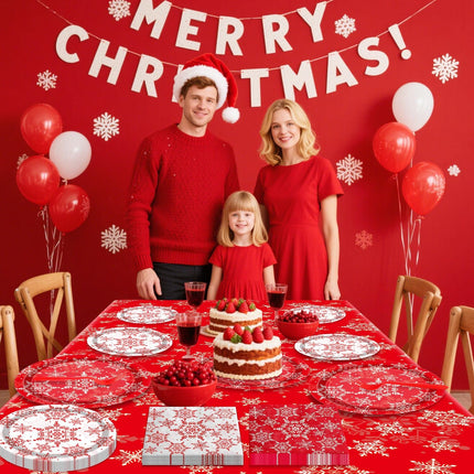 Christmas Snowflakes Tableware Set – Plates, Napkins & Forks for 20 Guests