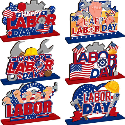 6 Pcs Labor Day Wooden Table Centerpieces Patriotic Party Decorations Decor