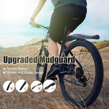 Bike Mudguard Set, Adjustable Front & Rear Mud Flaps for 24-27.5in MTB Road Bikes